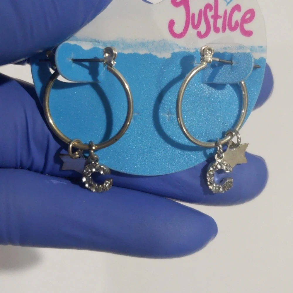 Justice Silver-tone Hoop Earrings Sparkling 